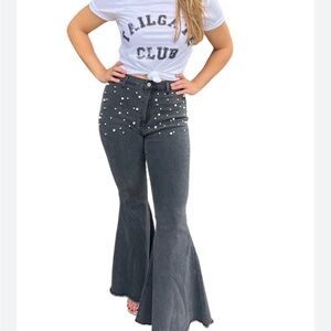 Peach Love California Black Flare Jeans